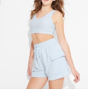 Women's Mid-Rise Cargo Sweat Shorts - Wild Fable Light Aqua Blue XL